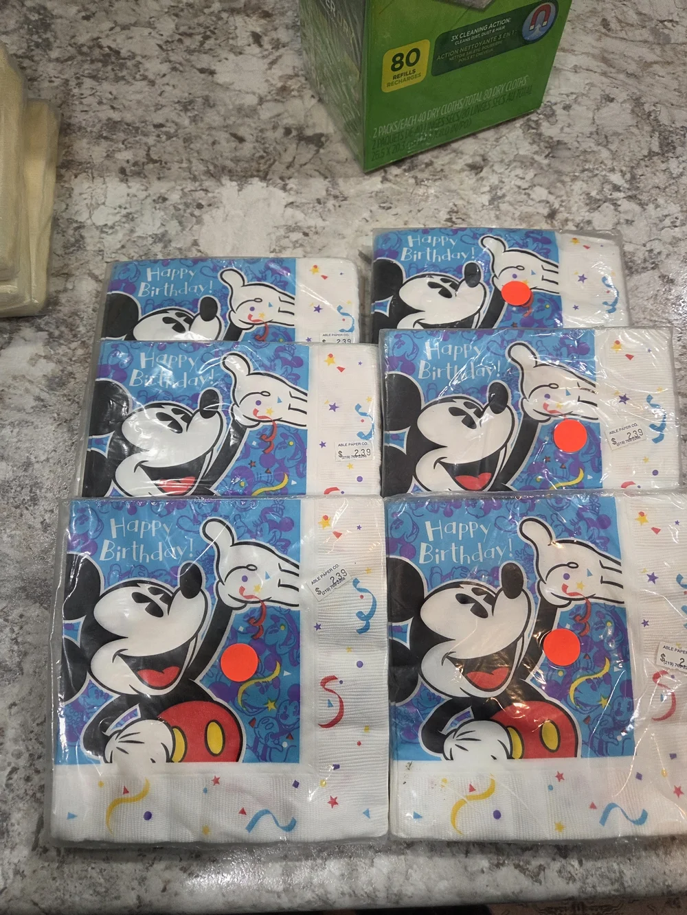 S/6 Vintage Hallmark Disney Mickey Happy Birthday Napkins 16ct Packages Sealed
